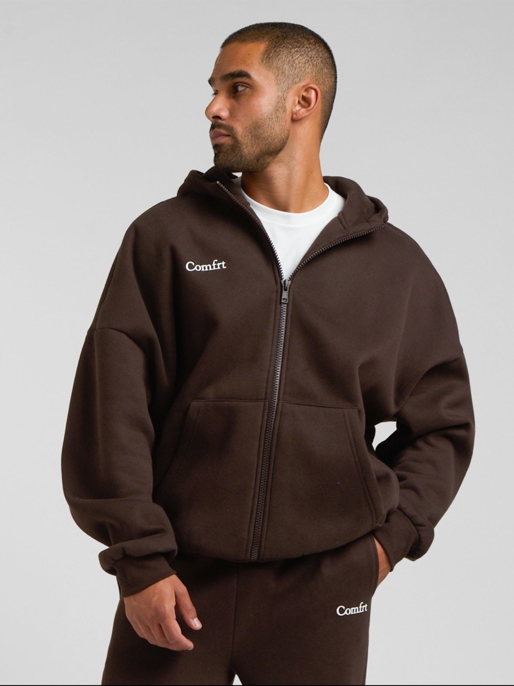 Comfrt espresso cloud zip hoodie